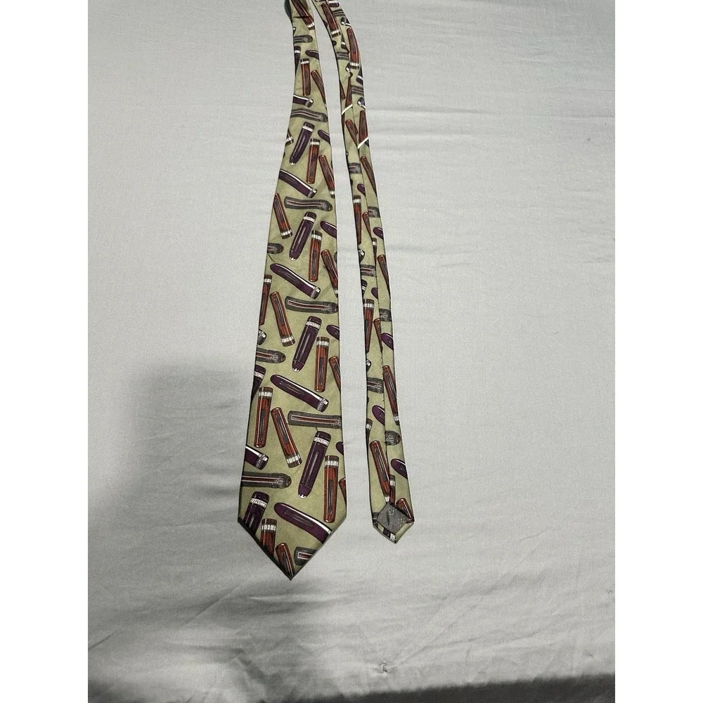 VTG Pierre Balmain Paris Pen Pattern‎ Silk Neck Tie Novelty